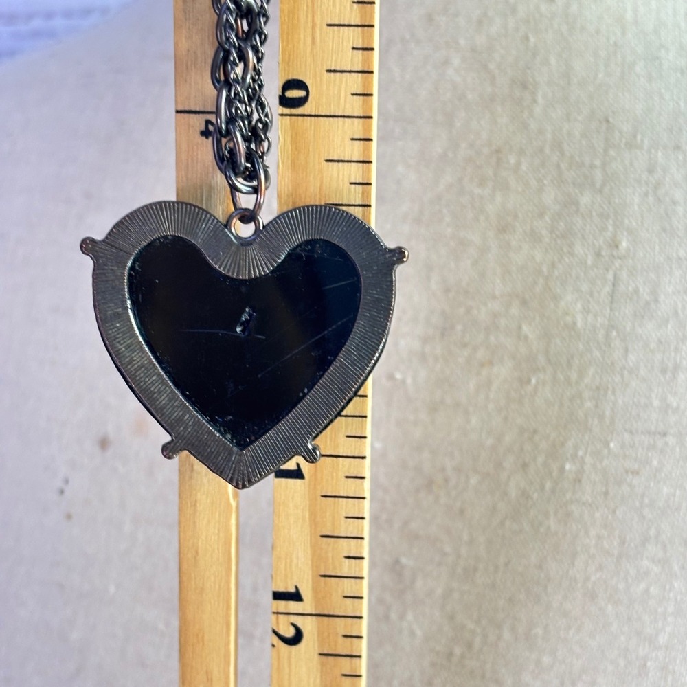 Vintage Heart Necklaces Silver Black Metal Crystal Y2K Grunge Celestial Goth - Picture 10 of 16